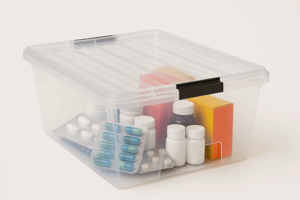 caja de plástico como botiquín